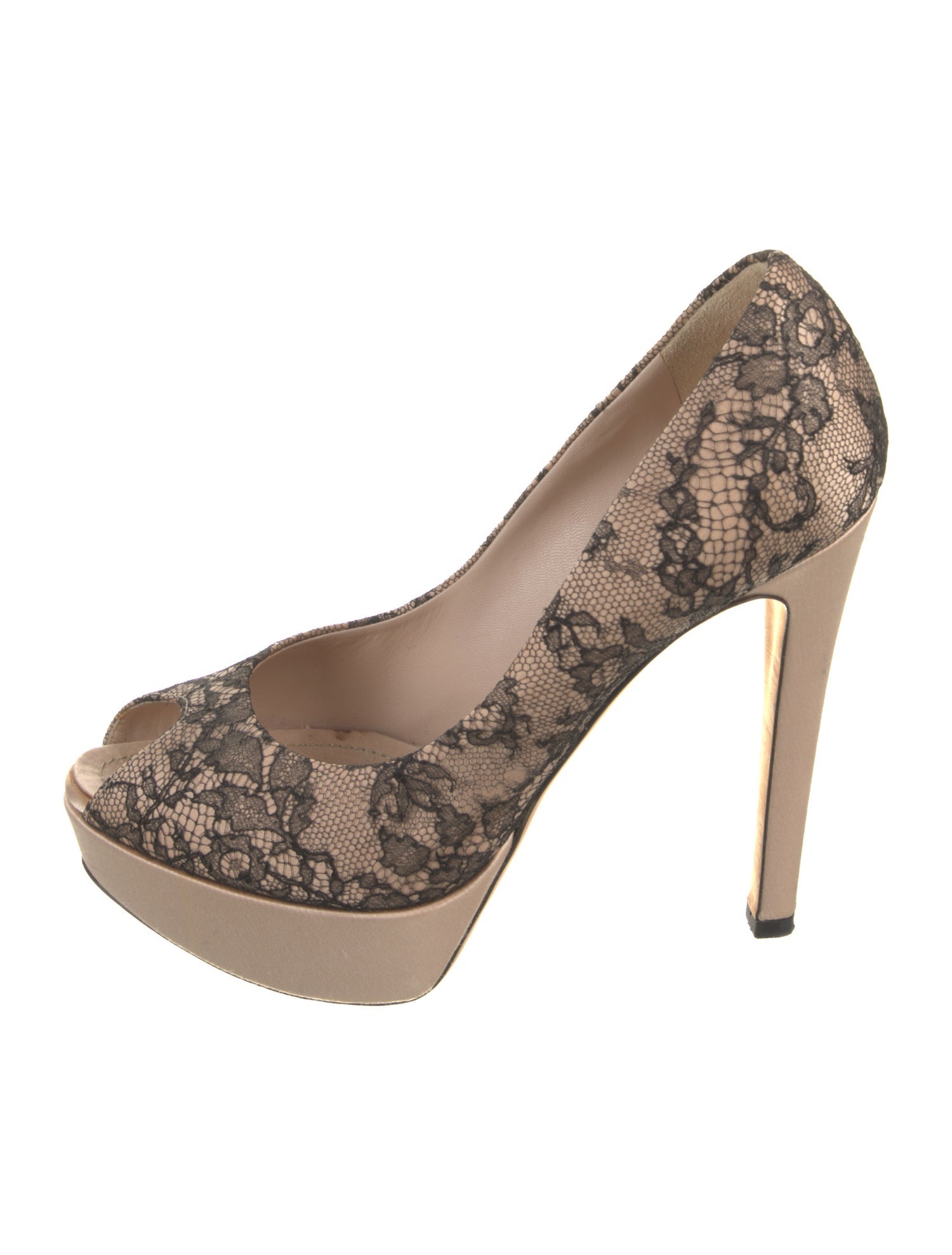 Christian Dior Satin Lace Pattern Pumps