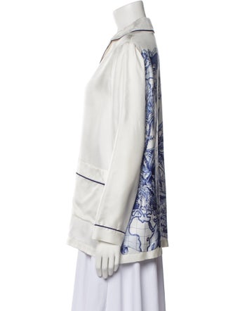 Christian Dior Silk Long Sleeve Button-Up Top