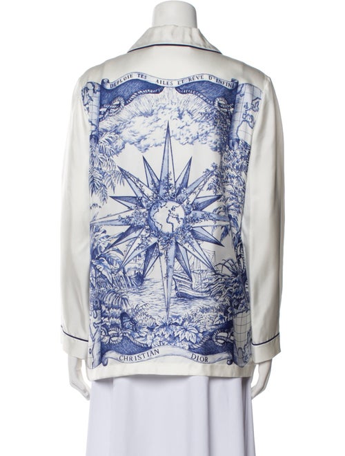 Christian Dior Silk Long Sleeve Button-Up Top