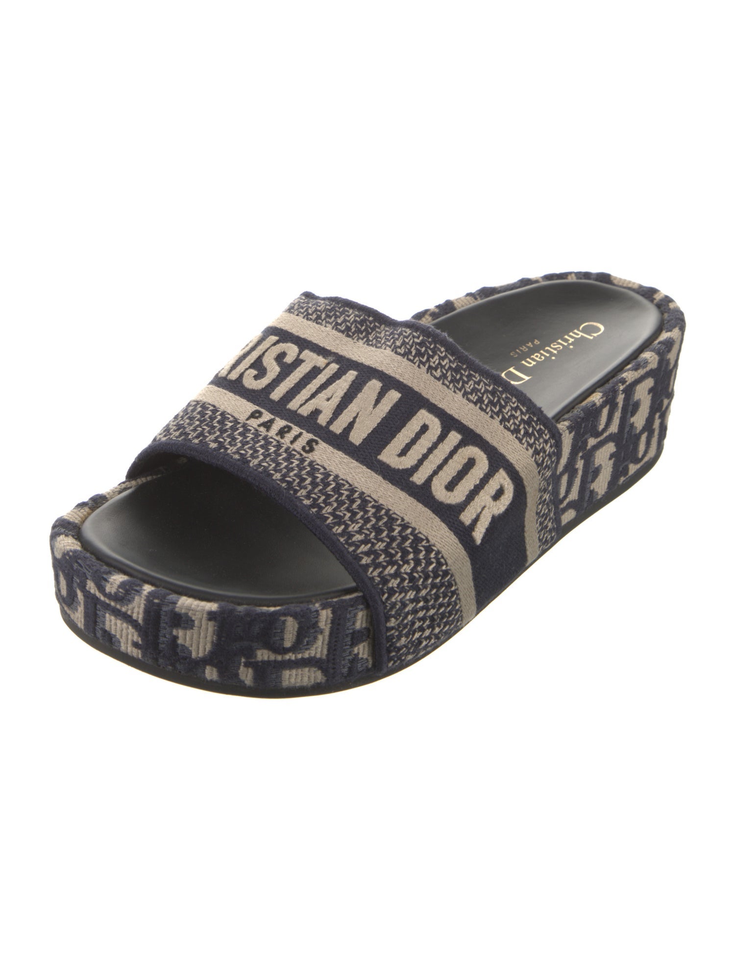Christian Dior Diorissimo Pattern Embroidered Accent Slides