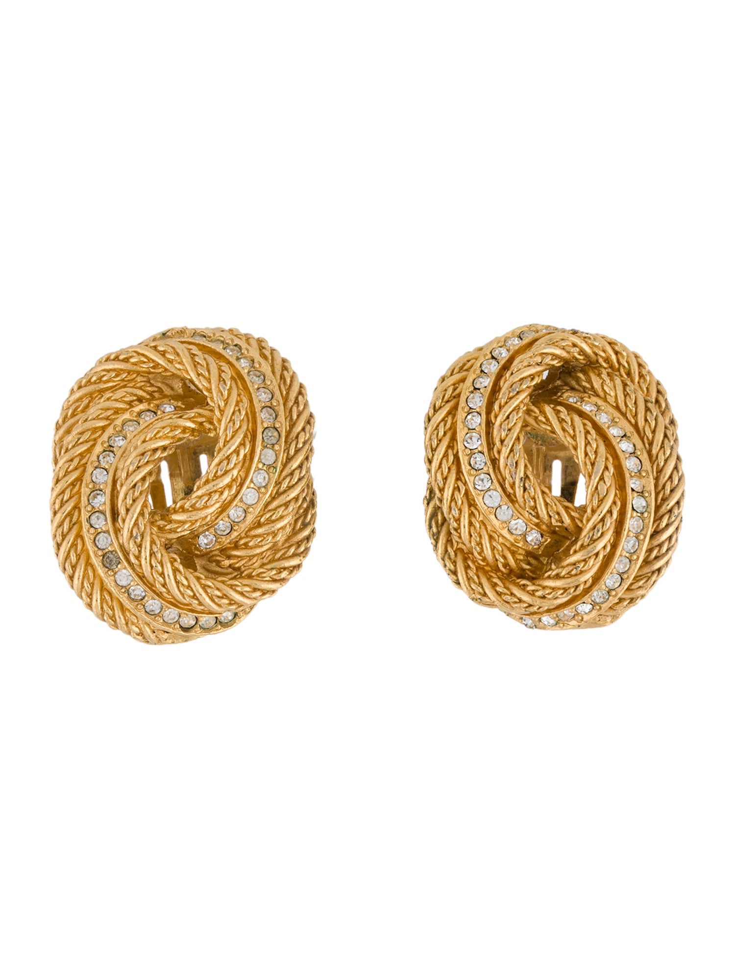 Christian Dior Vintage Crystal Knot Clip-On Earrings