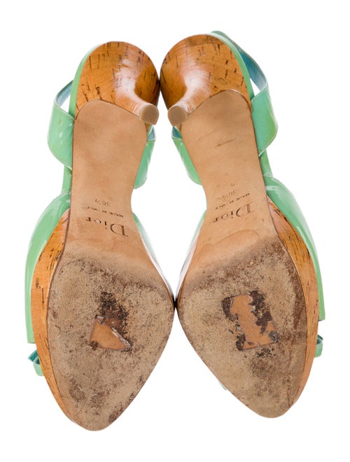 Christian Dior Patent Leather Bow Accents Slingback Sandals