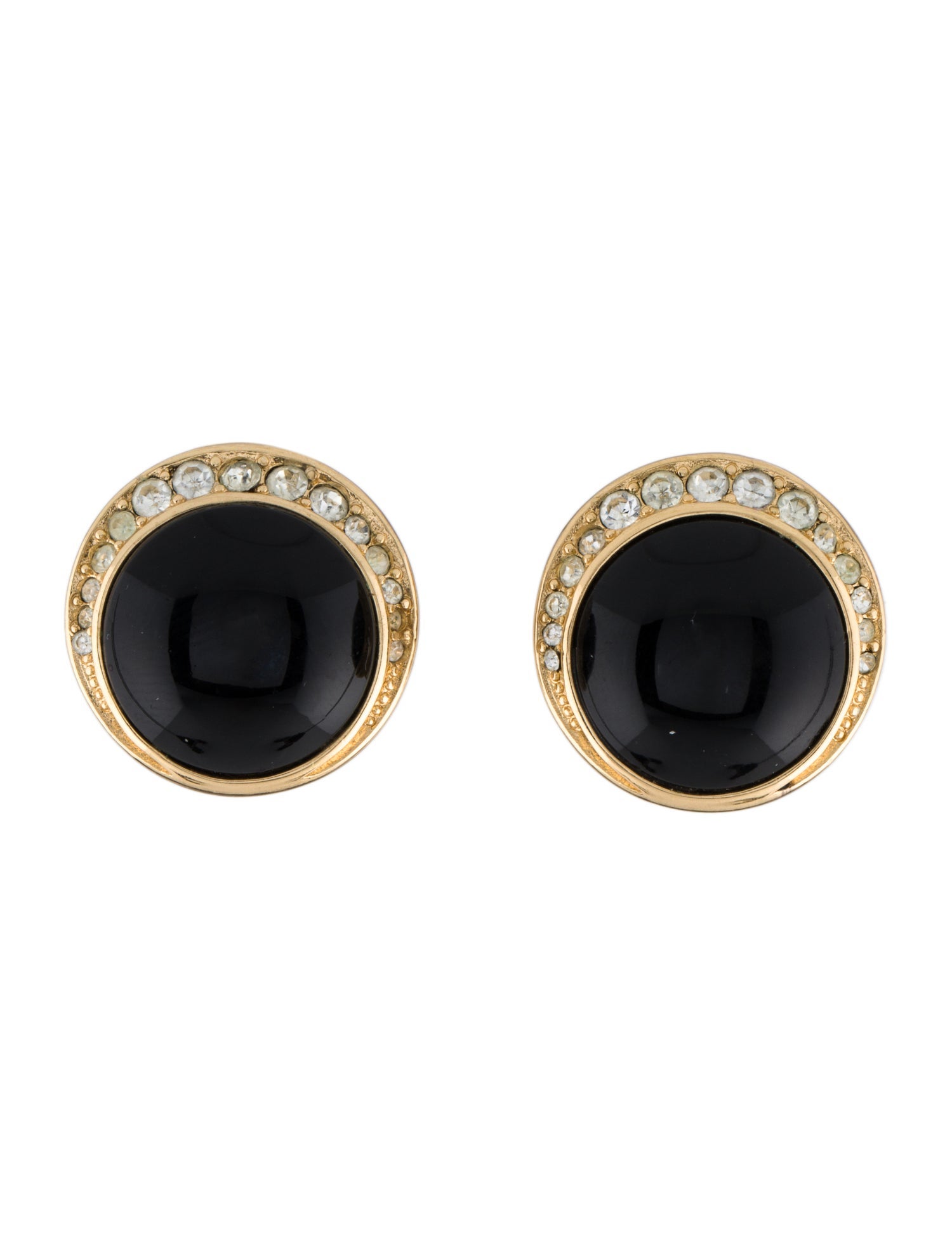 Christian Dior Vintage Enamel & Crystal Clip-On Earrings