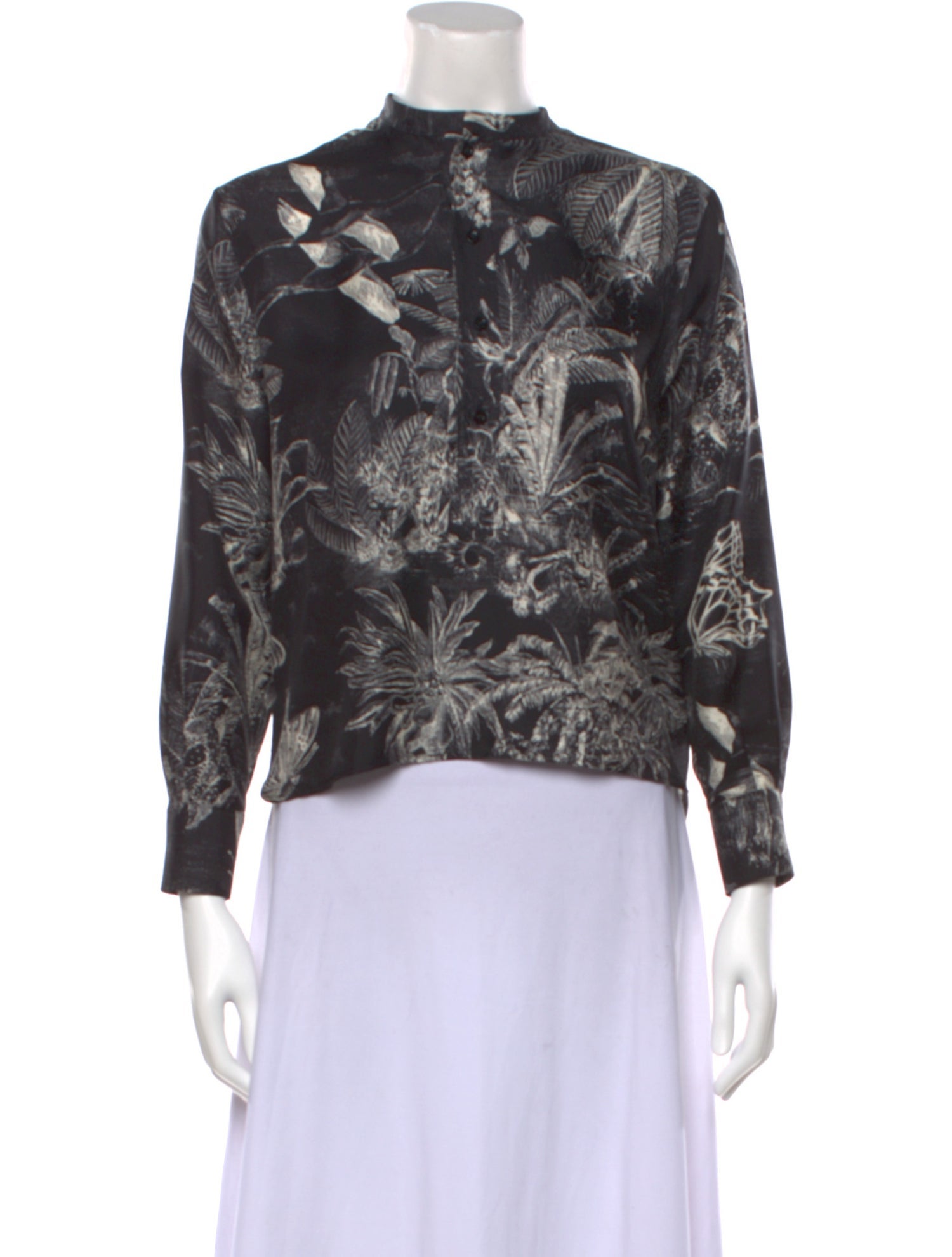 Christian Dior Floral Print Mock Neck Sweatshirt