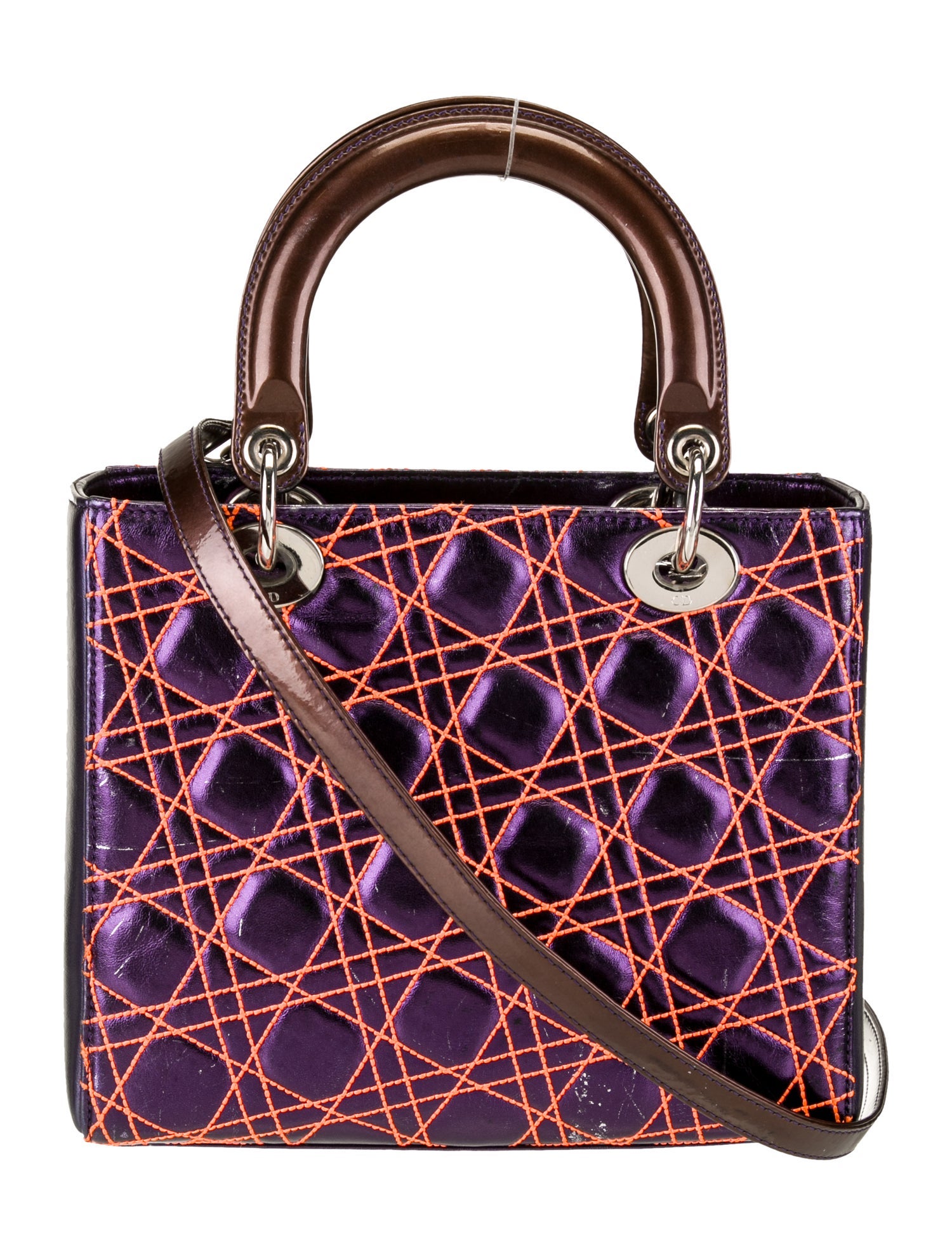 Christian Dior Cannage Lady Dior Medium - Purple Handle Bags