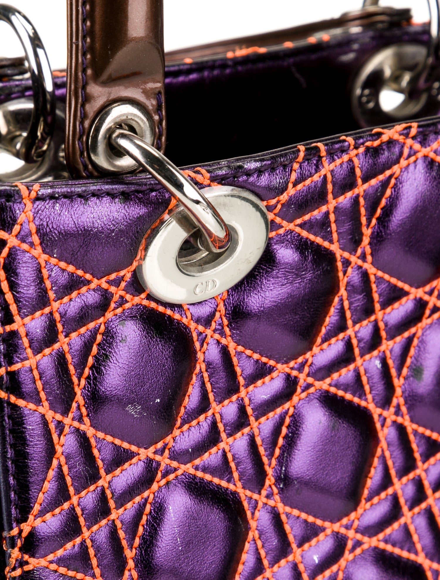 Christian Dior Cannage Lady Dior Medium - Purple Handle Bags