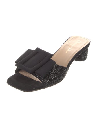 Christian Dior Leather Crystal Embellishments Slides