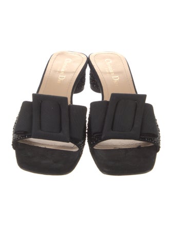 Christian Dior Leather Crystal Embellishments Slides