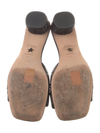 Christian Dior Leather Crystal Embellishments Slides