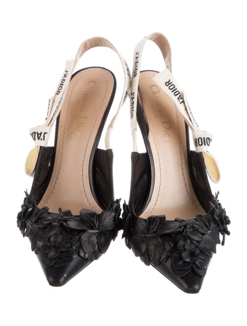 Christian Dior Patent Leather Bow Accents Slingback Pumps