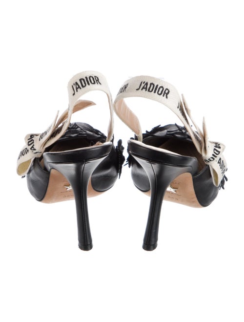 Christian Dior Patent Leather Bow Accents Slingback Pumps
