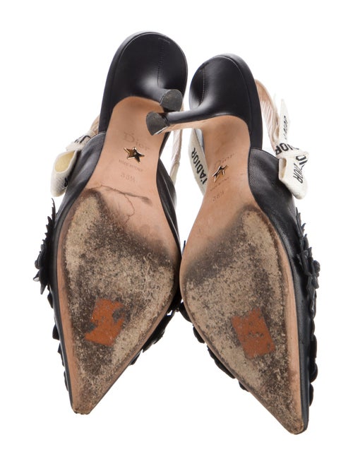 Christian Dior Patent Leather Bow Accents Slingback Pumps