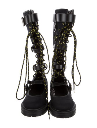 Christian Dior Neoprene Cutout Accent Combat Boots