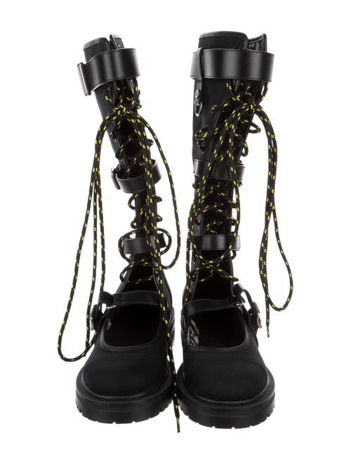 Christian Dior Neoprene Cutout Accent Combat Boots