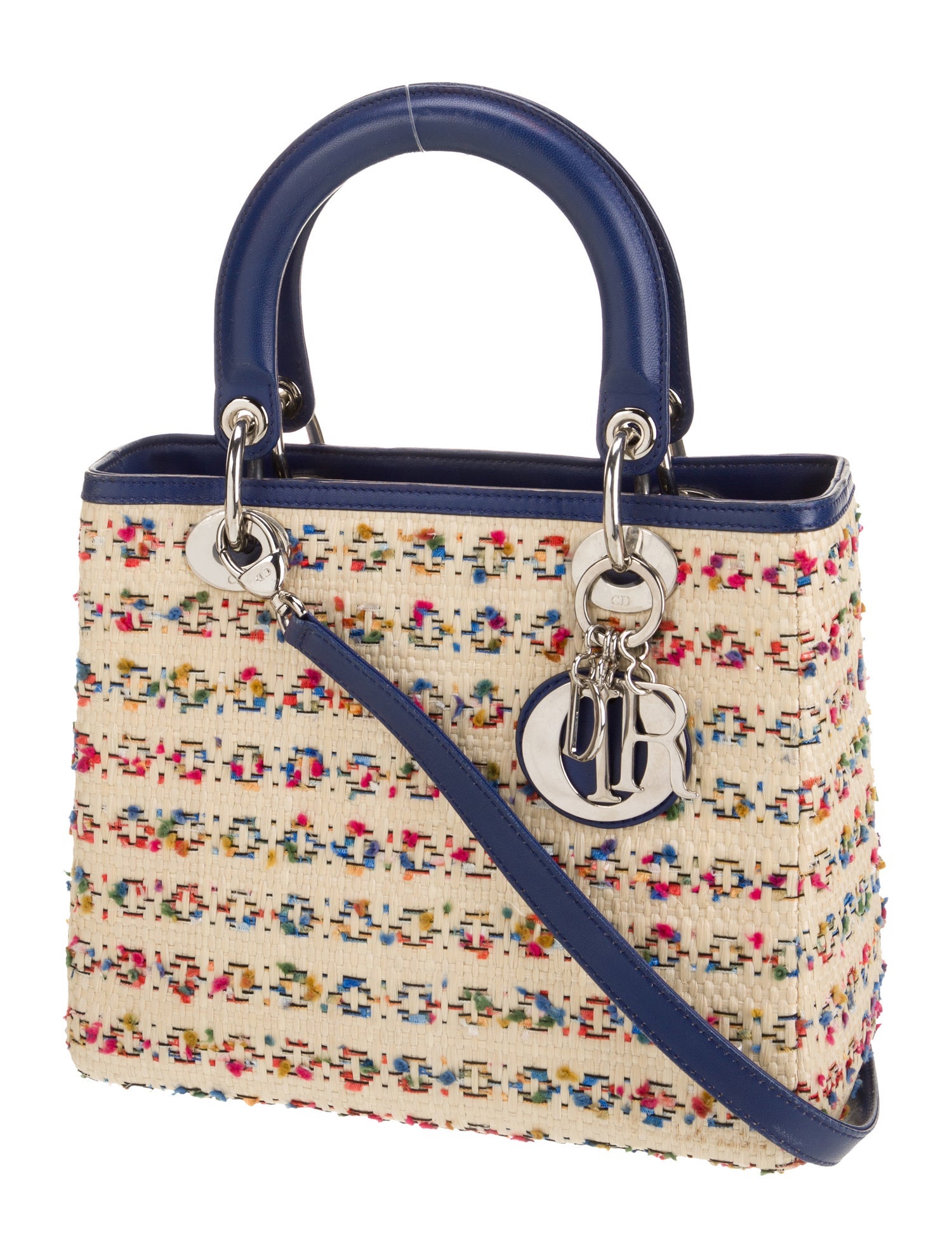 Christian Dior Raffia Lady Dior Medium - Neutrals Handle Bags