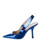 Christian Dior Leather Bow Accents Slingback Pumps