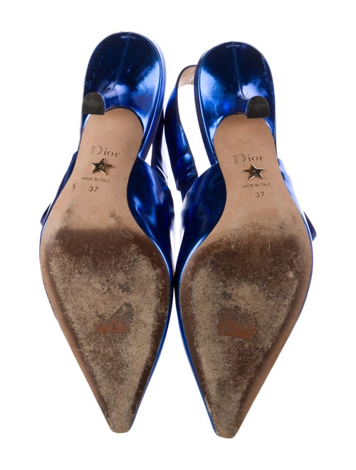 Christian Dior Leather Bow Accents Slingback Pumps