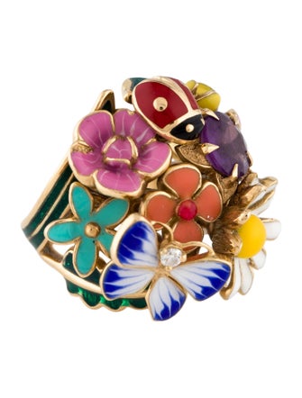 Christian Dior 18K Amethyst & Diamond Diorette Cocktail Ring