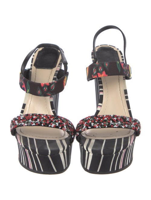 Christian Dior Printed Sequin Embellishments Slingback Sandals