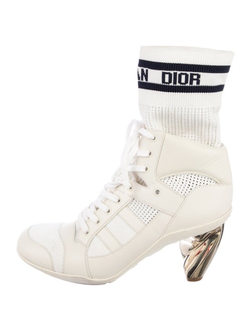 Christian Dior Leather Graphic Print Combat Boots