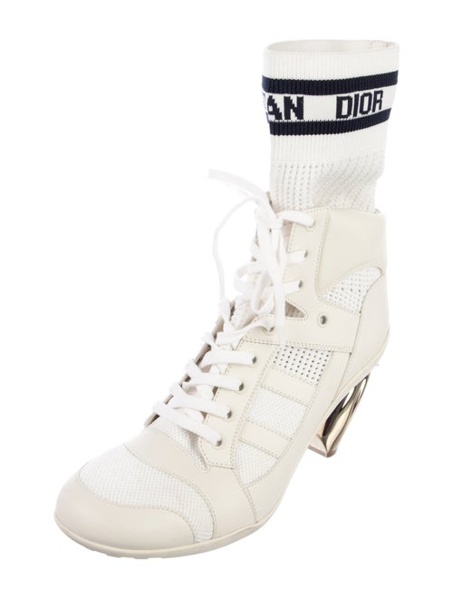 Christian Dior Leather Graphic Print Combat Boots