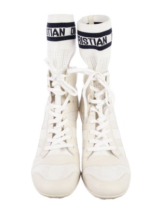 Christian Dior Leather Graphic Print Combat Boots