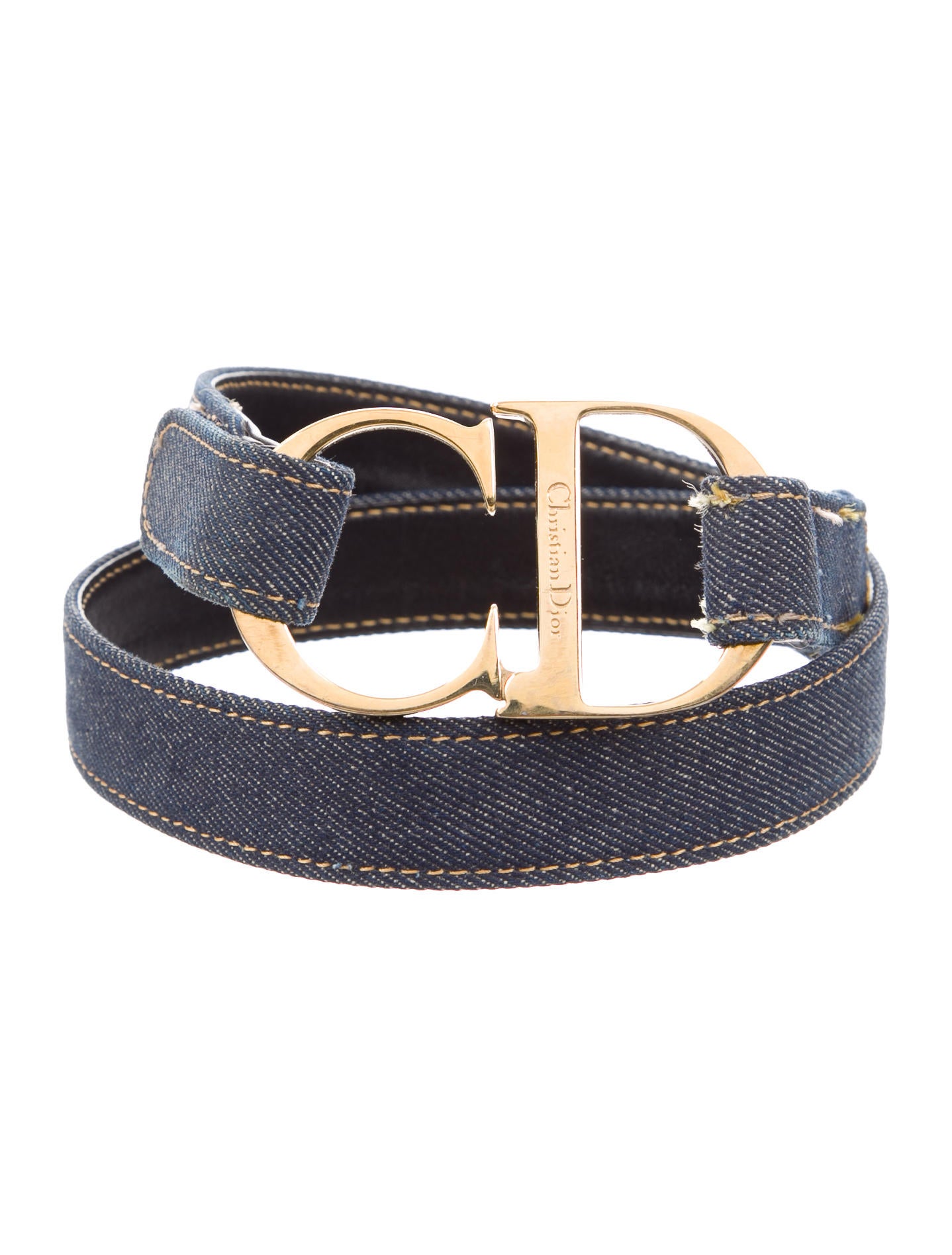 ✨良品✨ Christian Dior レザーベルト75 ネイビー レディース Christian Dior Denim Logo Belt - Blue Belts, Accessories