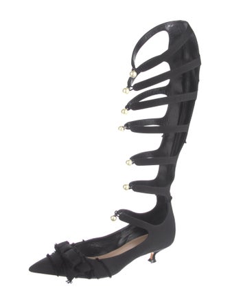 Christian Dior Bow Accents Lace-Up Boots