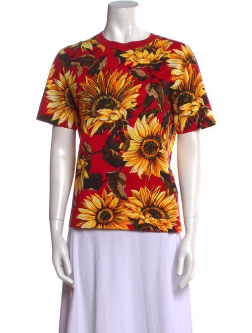 Christian Dior Floral Print Crew Neck T-Shirt
