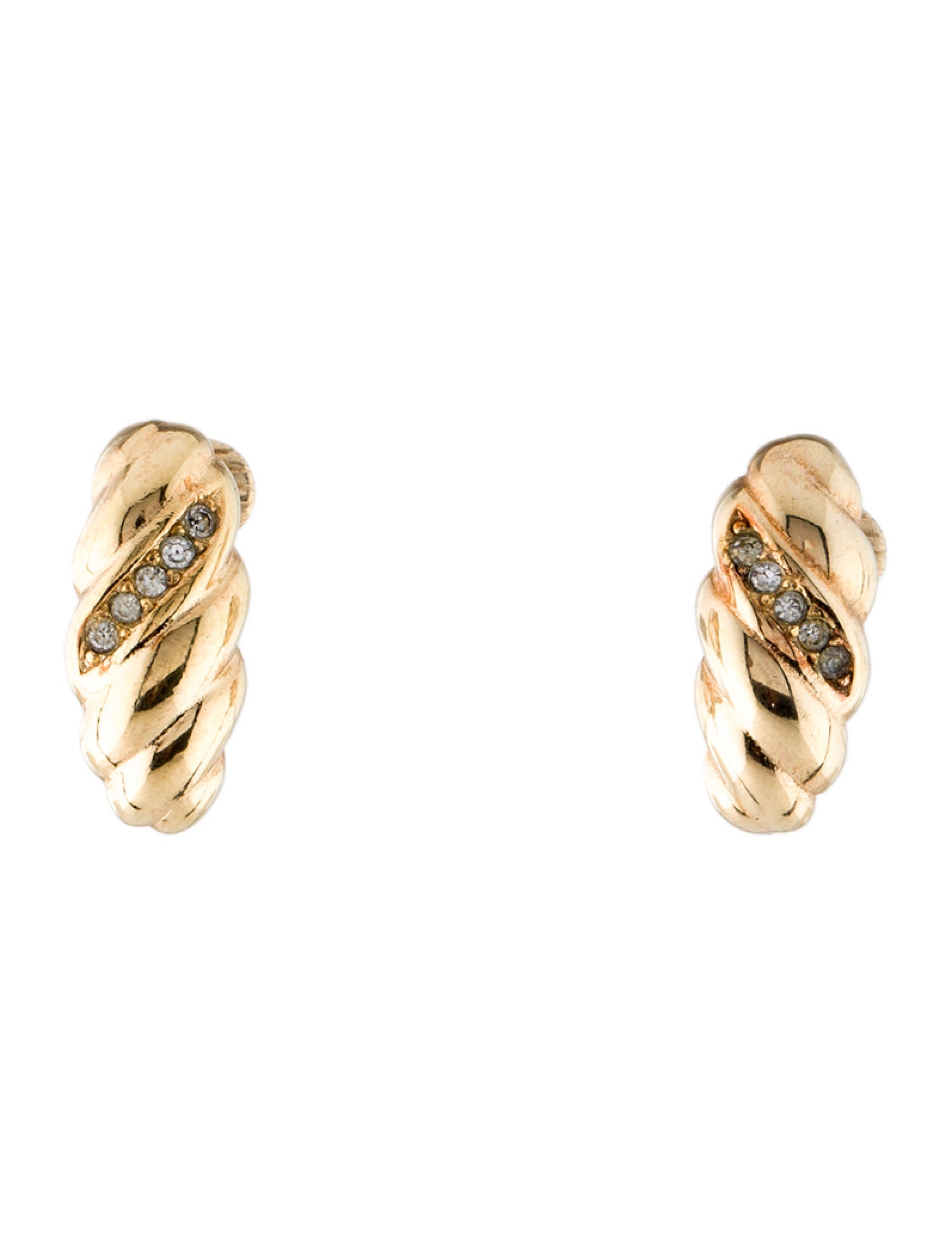 Christian Dior Vintage Crystal Rope Clip-On Earrings