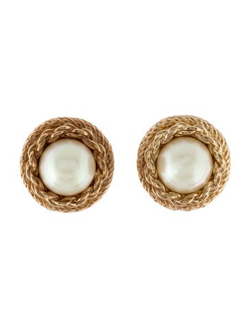 Christian Dior Clip-On Vintage Faux Pearl Earrings