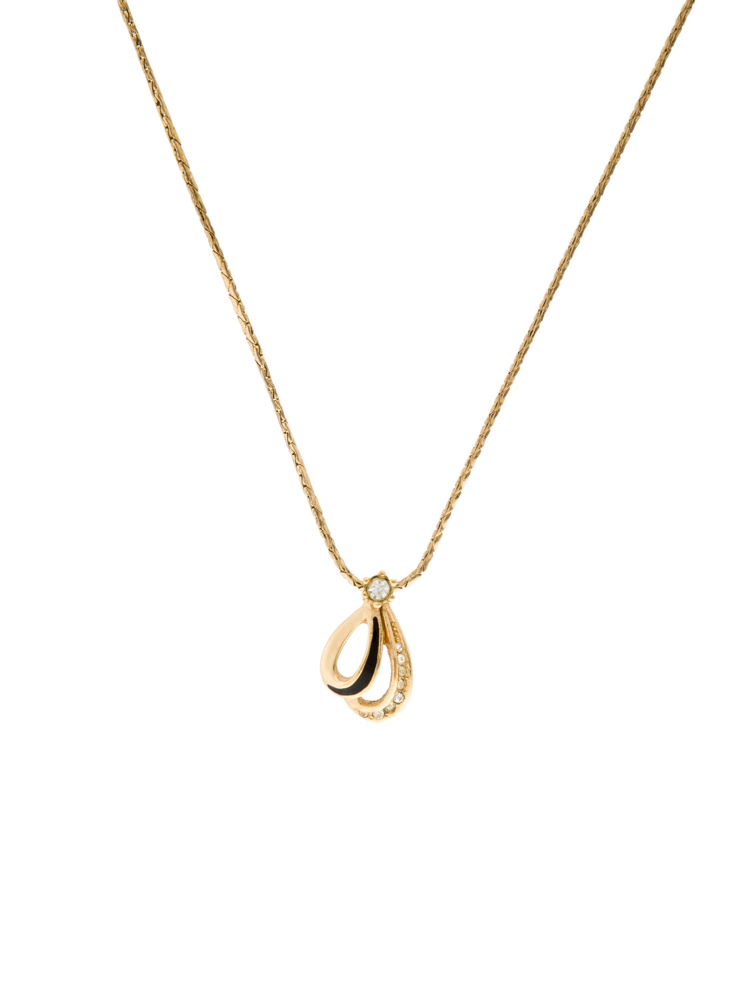 Christian Dior Vintage Crystal & Enamel Pendant Necklace