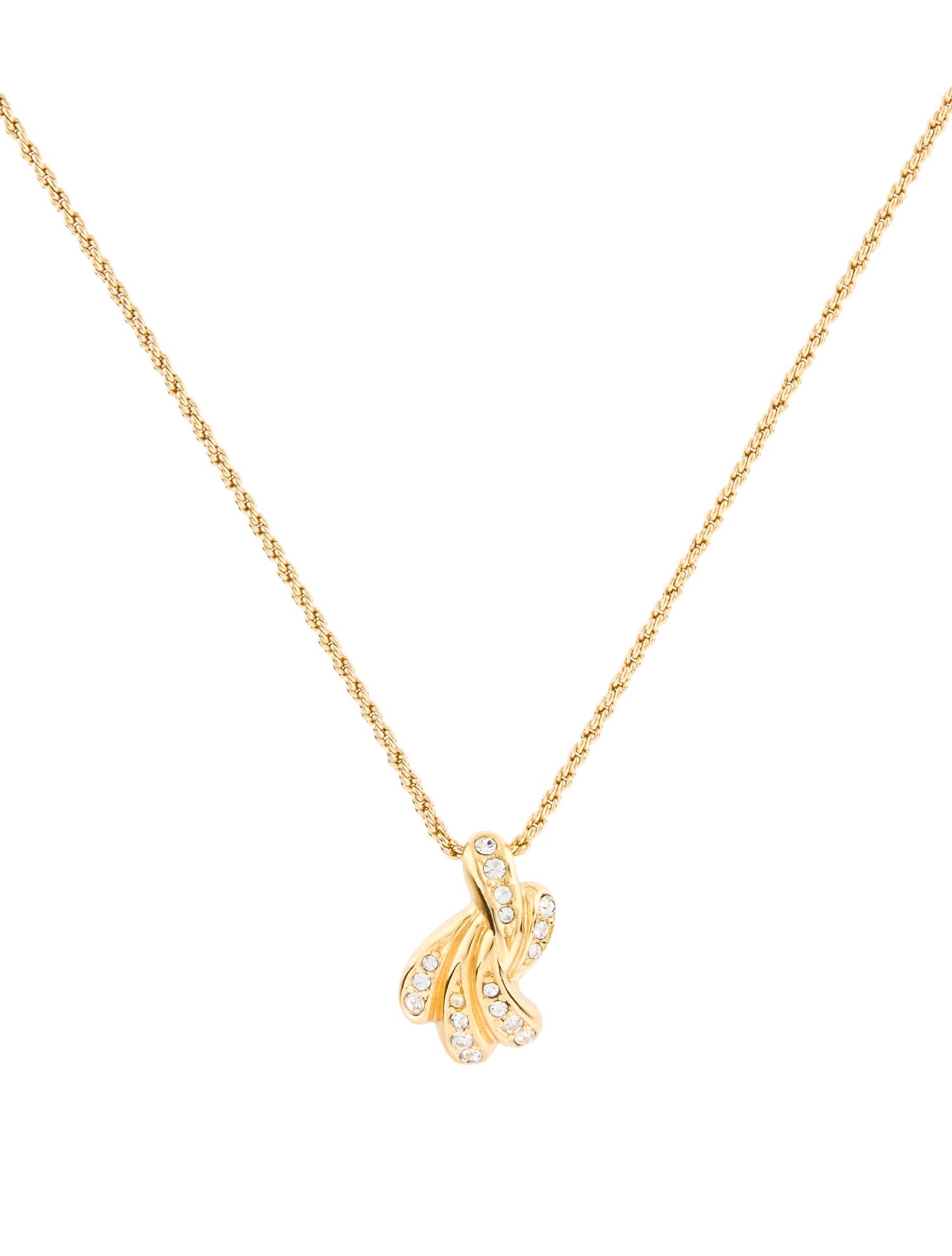 Christian Dior Vintage Crystal Swirl Pendant Necklace