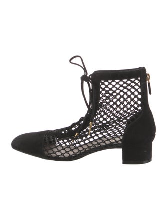 Christian Dior Suede Mesh Accents Lace-Up Boots