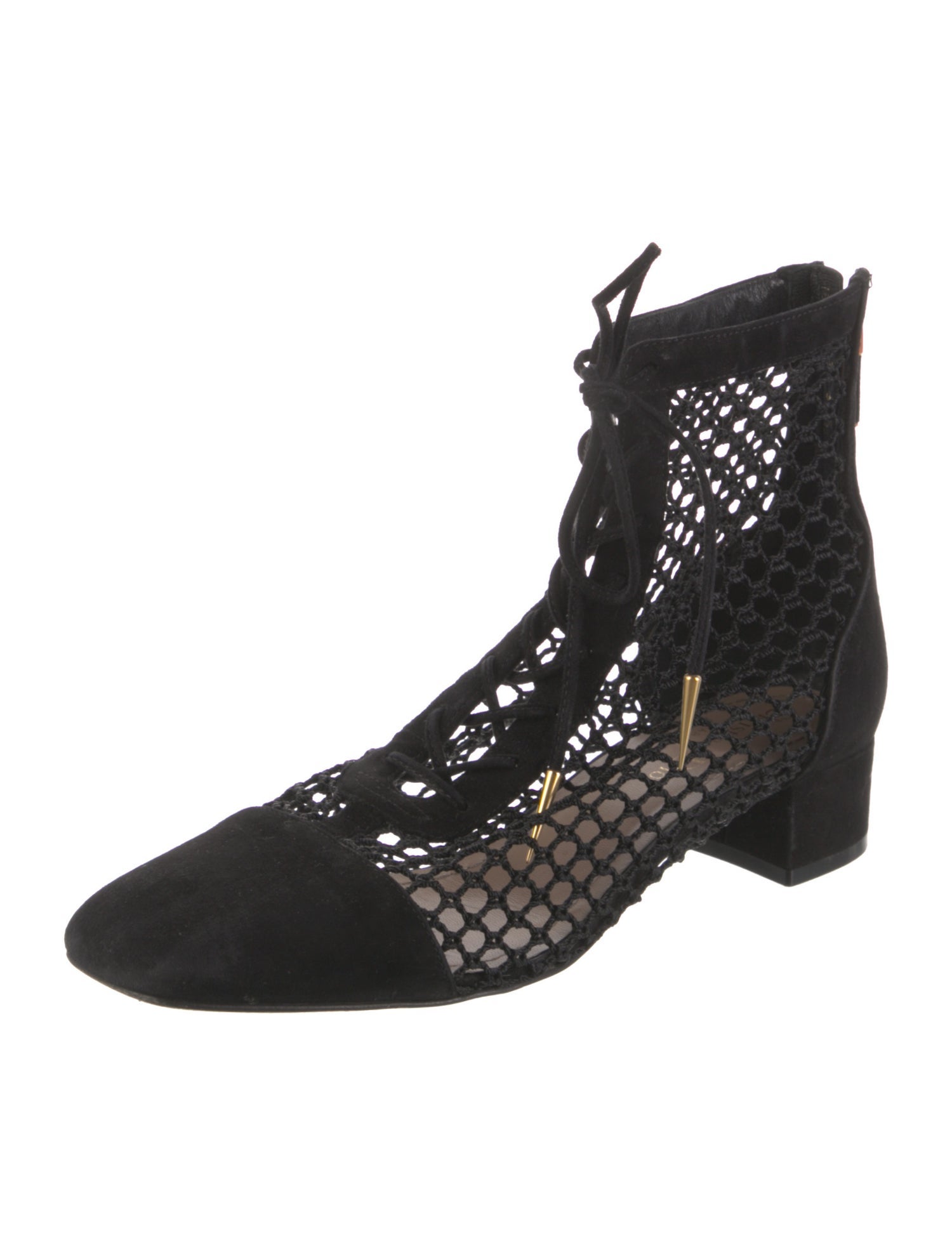 Christian Dior Suede Mesh Accents Lace-Up Boots