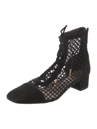 Christian Dior Suede Mesh Accents Lace-Up Boots