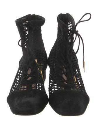 Christian Dior Suede Mesh Accents Lace-Up Boots
