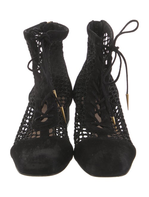 Christian Dior Suede Mesh Accents Lace-Up Boots