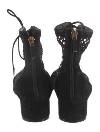 Christian Dior Suede Mesh Accents Lace-Up Boots