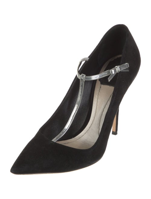 Christian Dior Suede Bow Accents T-Strap Pumps