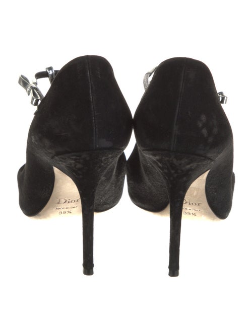 Christian Dior Suede Bow Accents T-Strap Pumps