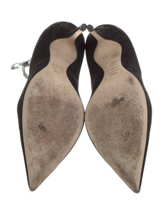 Christian Dior Suede Bow Accents T-Strap Pumps