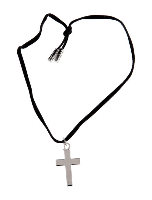 Christian Dior Cross Pendant Choker Necklace