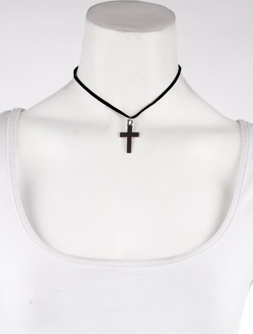 Christian Dior Cross Pendant Choker Necklace