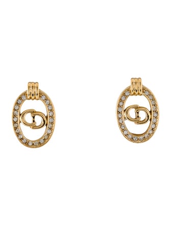 Christian Dior Vintage Crystal CD Clip-On Earrings