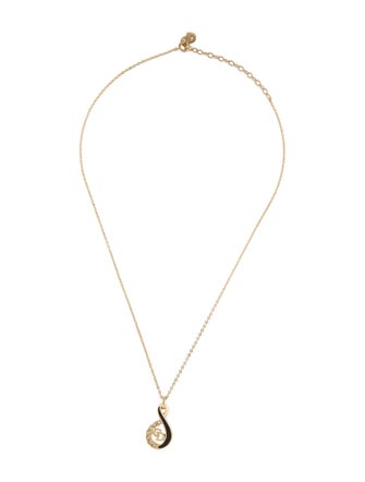 Christian Dior Vintage Crystal & Enamel CD Pendant Necklace