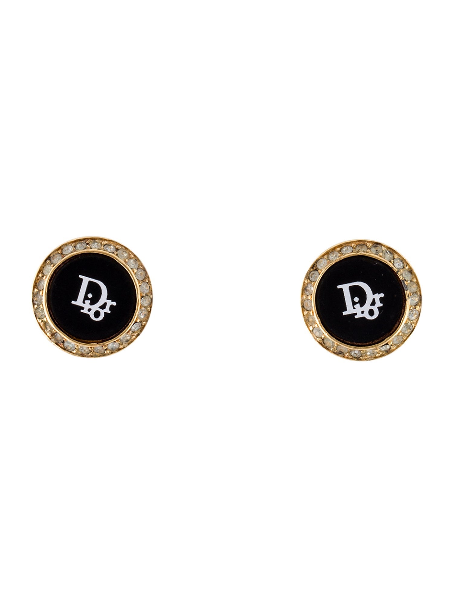 Christian Dior Vintage Crystal & Enamel Clip-On Earrings