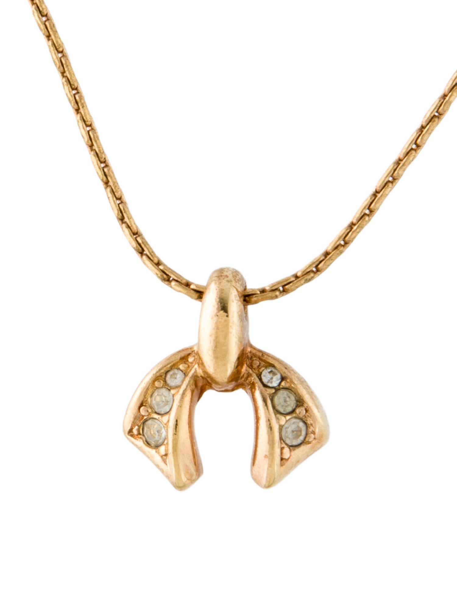 Christian Dior Vintage Crystal Bow Pendant Necklace