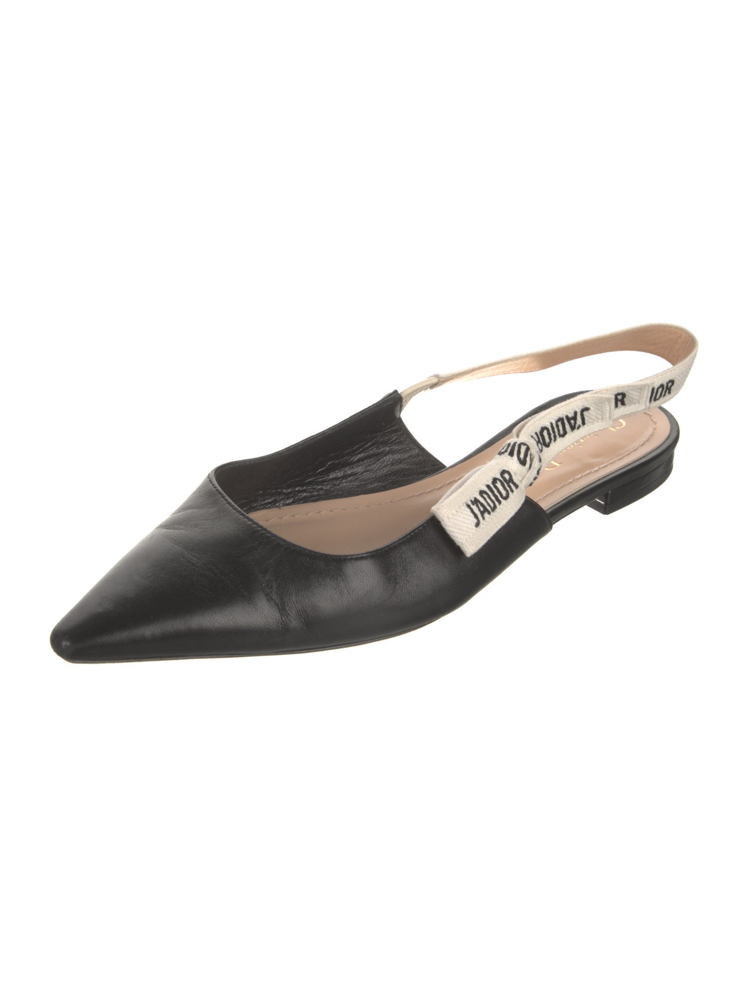 Christian Dior Leather Graphic Print Slingback Flats