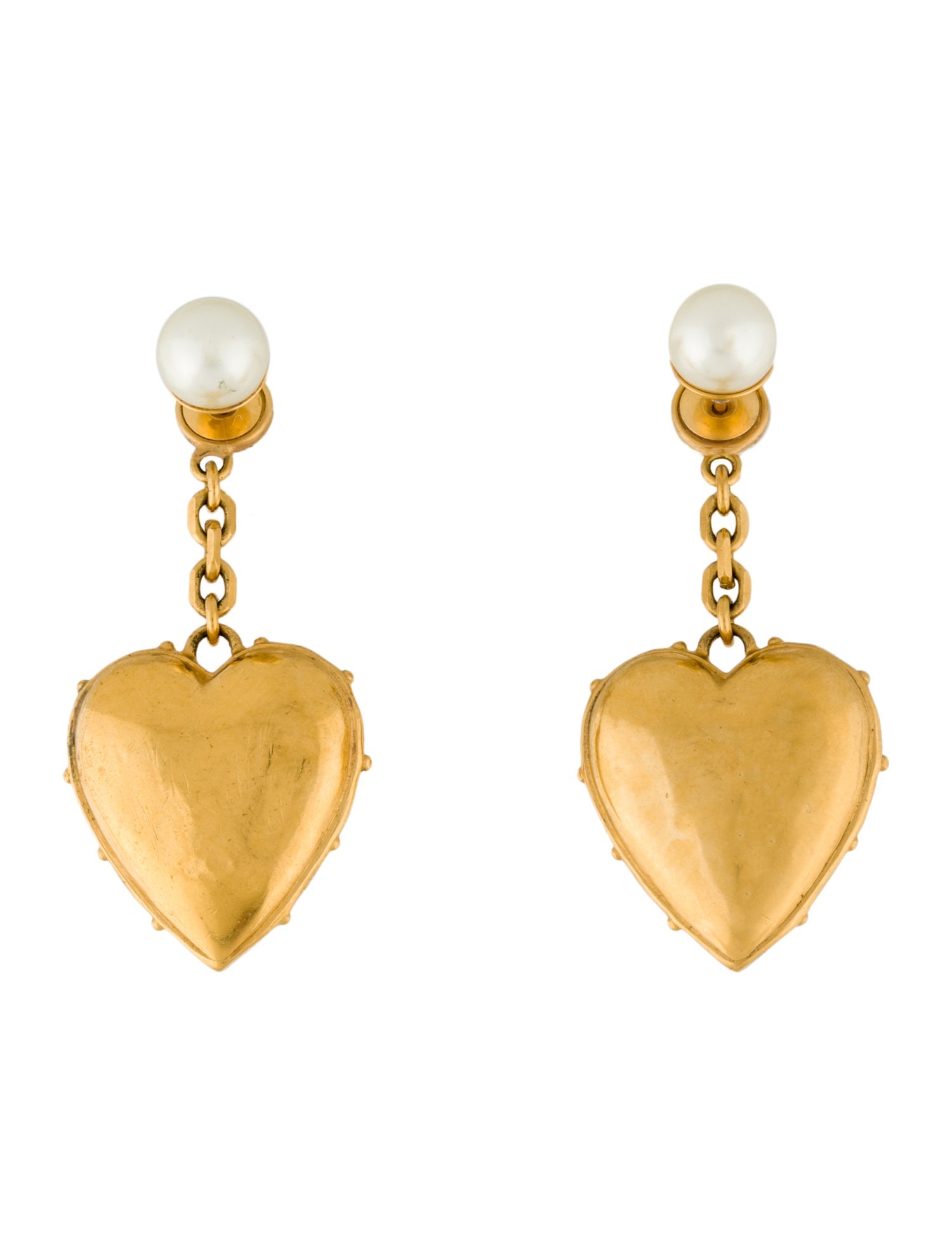 Christian Dior Pearl & Faux Pearl Heart Tribales Drop Earrings